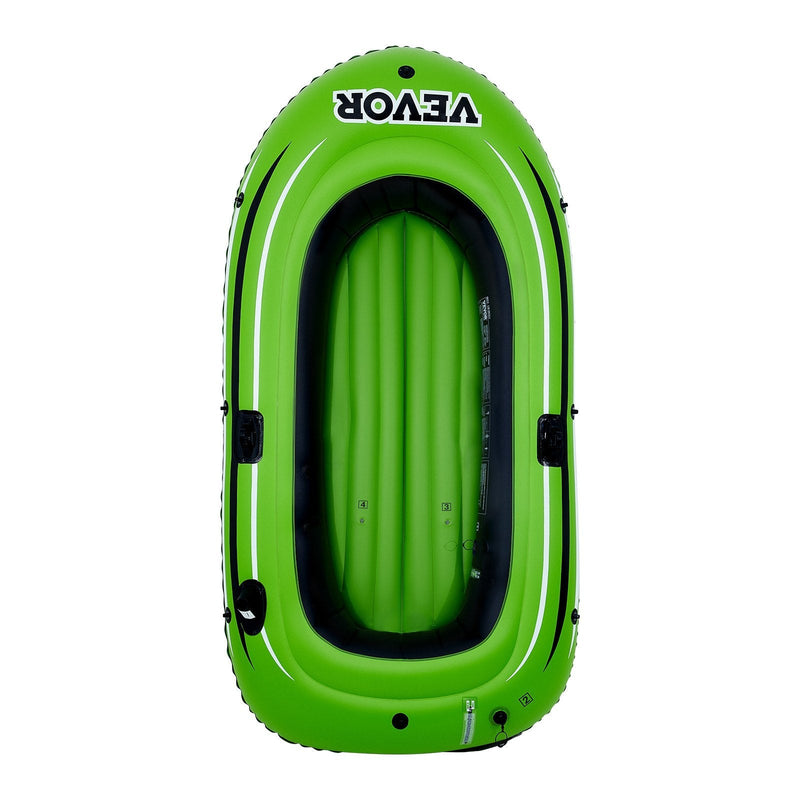 VEVOR Inflatable Boat, 2-Person Inflatable Fishing Boat, Strong PVC Portable Boat Raft Kayak, Includes 45.6 in Aluminum Oars, High-Output Pump and Fishing Rod Holders, 500 lb Capacity for Adults, Kids
