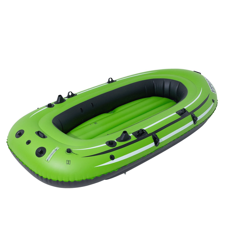 VEVOR Inflatable Boat, 4-Person Inflatable Fishing Boat, Strong PVC Portable Boat Raft Kayak, 45.6" Aluminum Oars, High-Output Pump, Fishing Rod Holders, and 2 Seats, 1100 lb Capacity for Adults, Kids