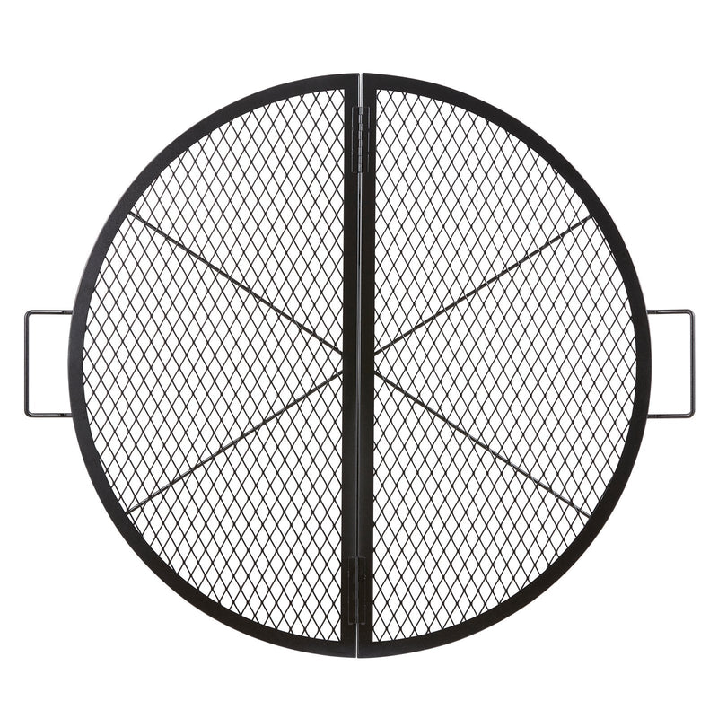 VEVOR X-Marks Fire Pit Grill Grate, Foldable Round Cooking Grate, Heavy Duty Steel Campfire BBQ Grill Grid with Handle and Support X Wire, Portable Camping Cookware for Outside Party, 36 Inch Black
