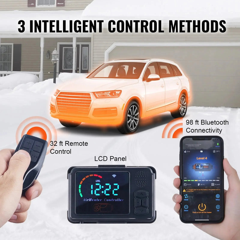 VEVOR 5 KW Diesel Air Heater, Bluetooth App Control All-on-one Diesel Heater with Automatic Altitude Adjustment, Remote Control and LCD, Portable Parking Heater for RV Trailer Camper Van Boat