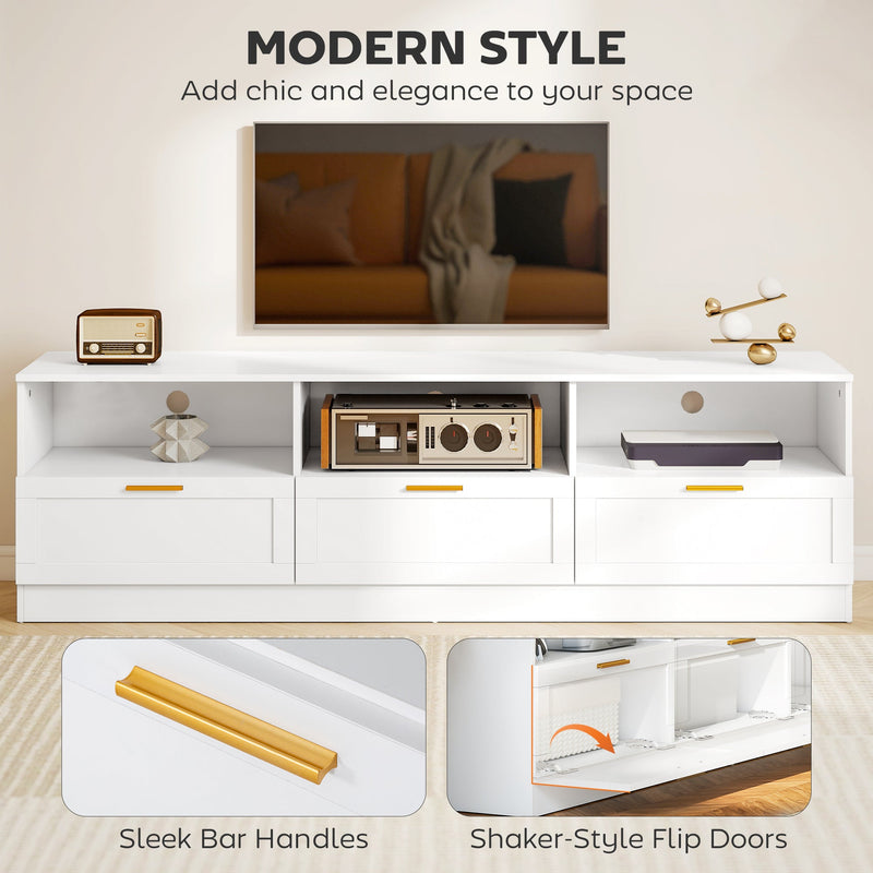 Dallas Modern TV Stand with Storage Drawers for TVs up to 85"-White