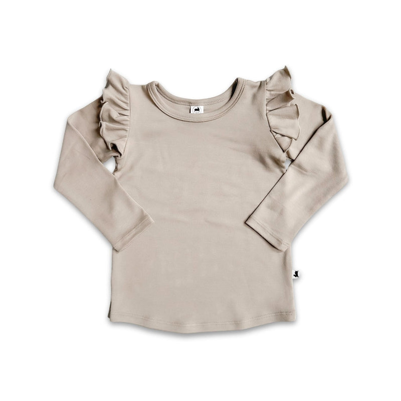 Youth Bamboo Ruffle Shoulder Long Sleeve Shirt — Last Call