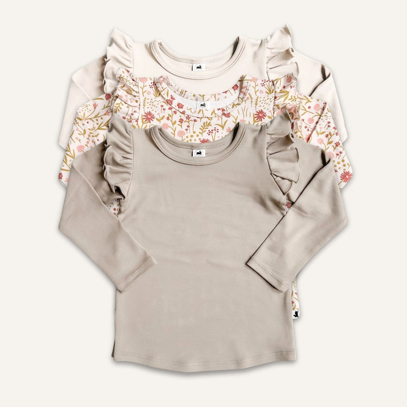 Youth Bamboo Ruffle Shoulder Long Sleeve Shirt — Last Call