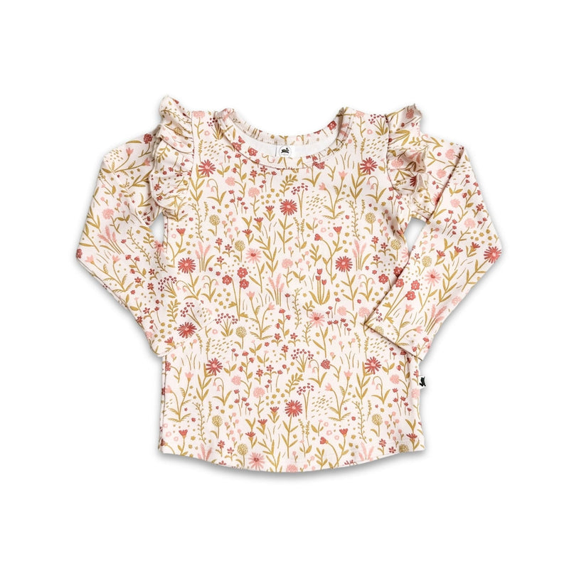 Youth Bamboo Ruffle Shoulder Long Sleeve Shirt — Last Call